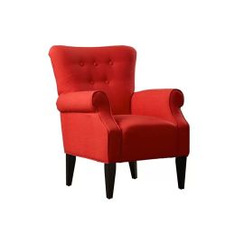 Andrew Button Tufted Arm Chair in Red Color in Red Color