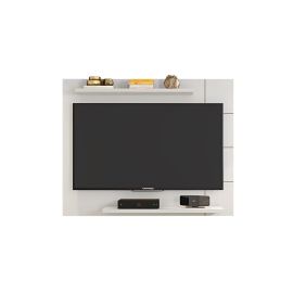 Cross Wall Mounted TV Unit Entertainment Centre Floating Panel Wood Effect in White Color