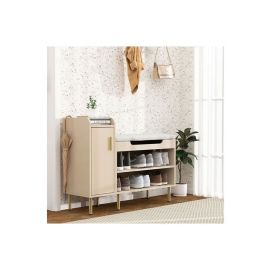  10 Pair Shoe Storage Bench in Beige Color