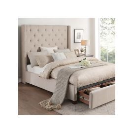 Radisson Bed with Storage 100x200cm Single size Bed in Beige Color