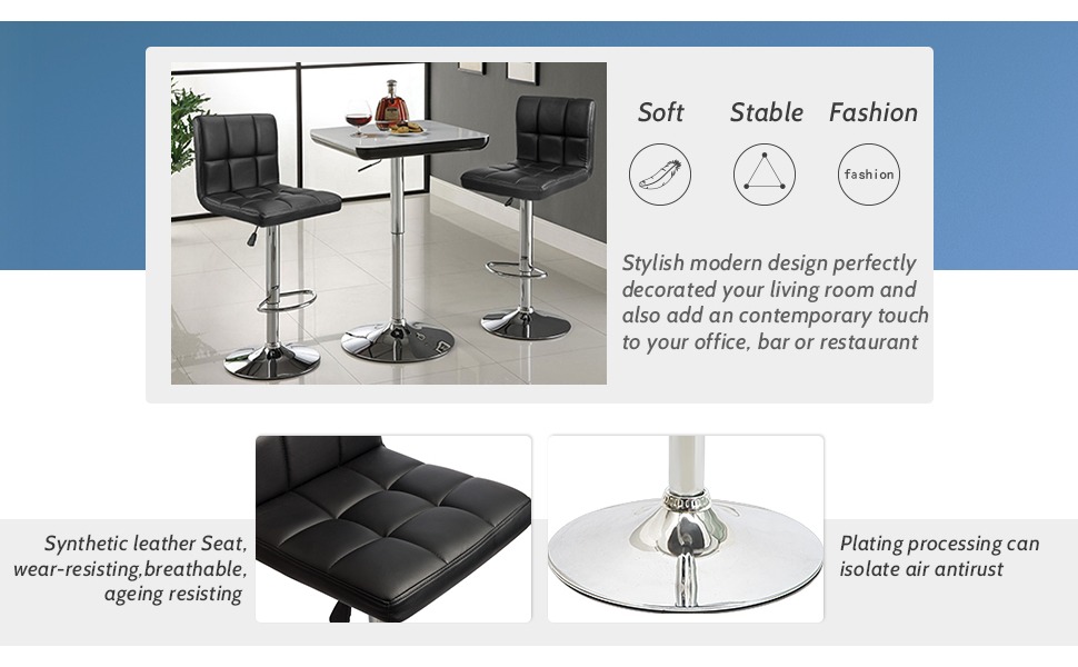 Homall Bar Stools Modern Pu Leather Adjustable Swivel Barstools