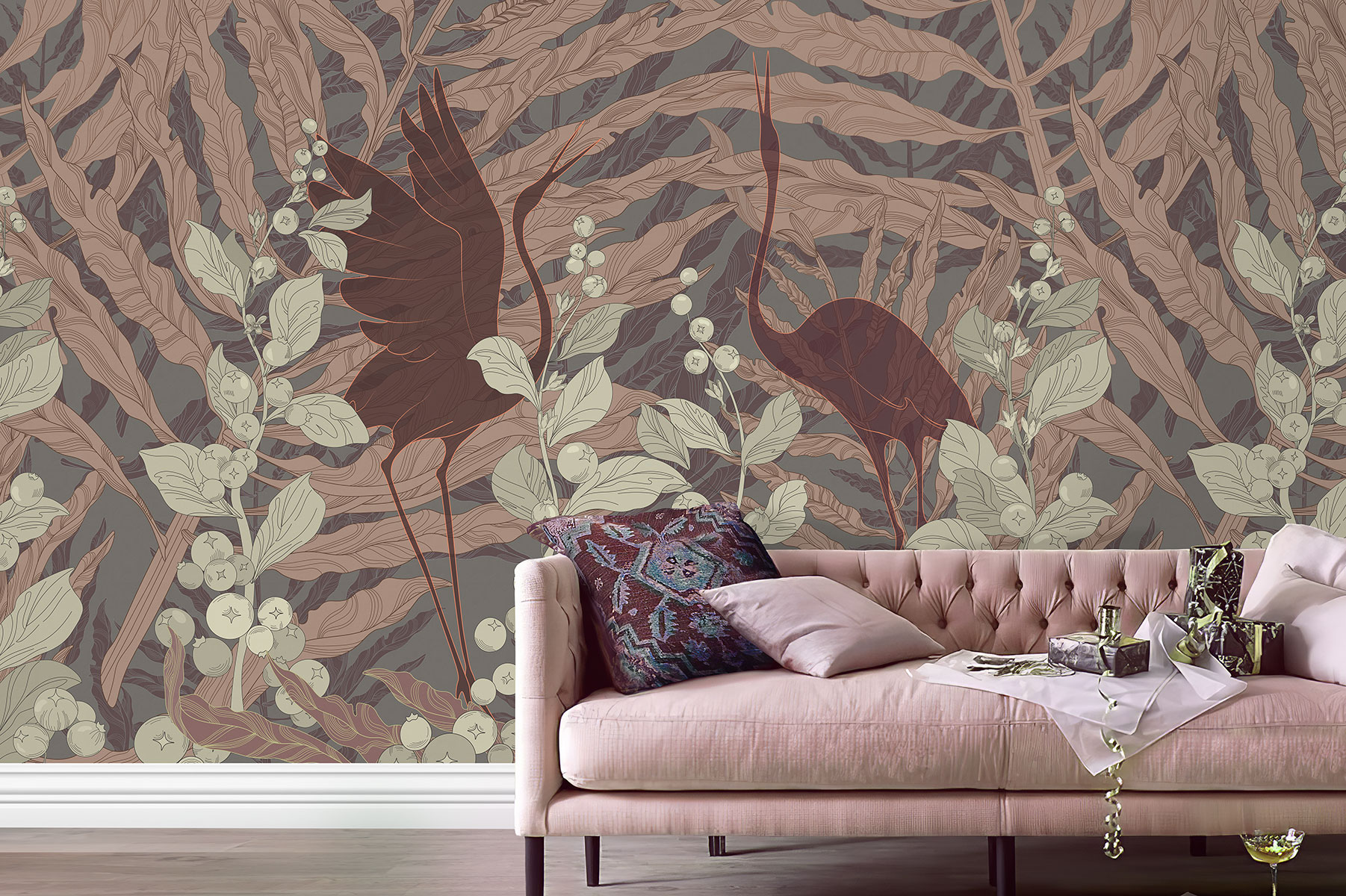 Affresco Flamingo Wallpaper AF2162