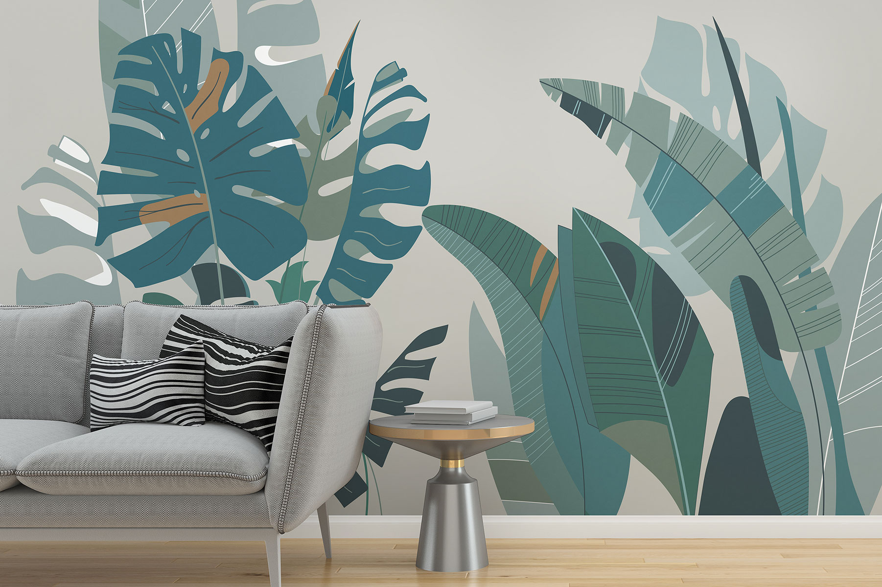 Affresco Aesthetic leaves Wallpaper AF2165