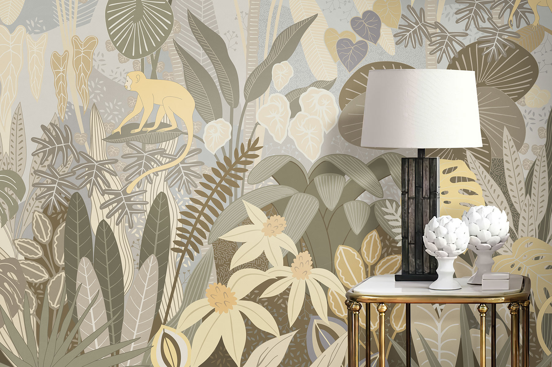 Affresco Tropical Leaves Wallpaper AF2166