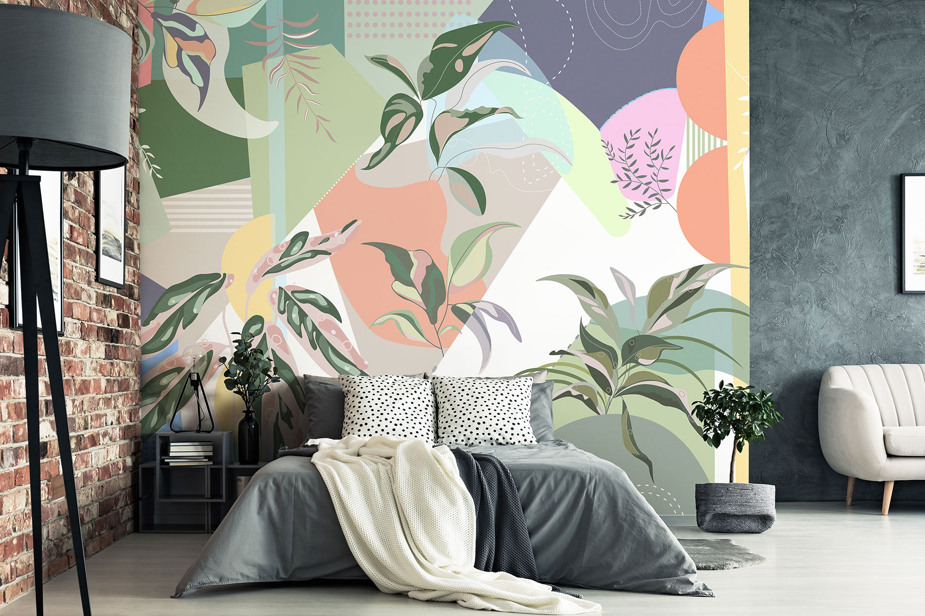 Affresco Aesthetic Leaves Wallpaper AF2192