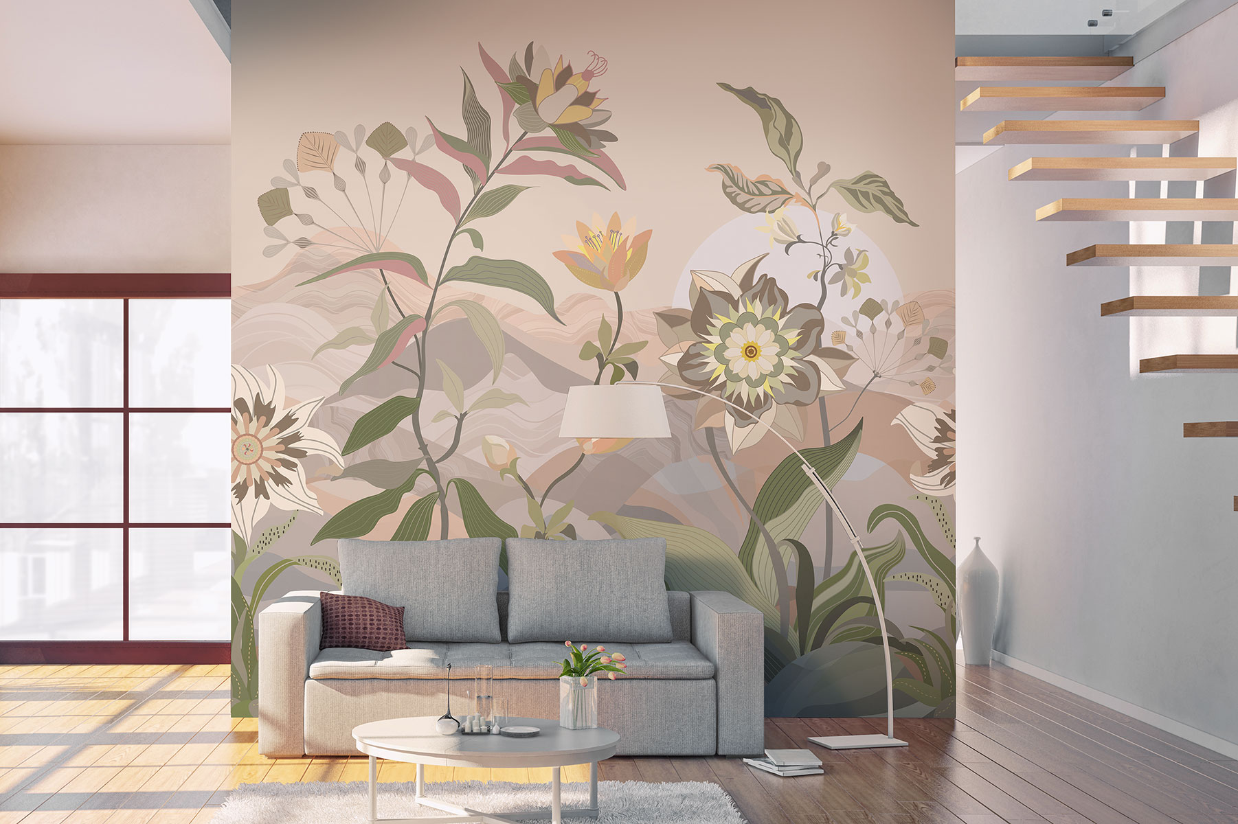 Affresco Contemporary Flower Wallpaper AF2201